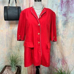 VTG 📌HARDOB Red Summer Short Sleeves Blazer with Eye-catching Button